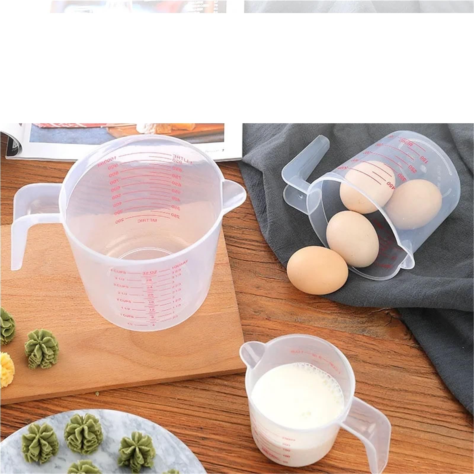 5pcs 250/500/1000ML Cup Silicone Measuring Cups And Spoons Plastic Jug Digital Kitchen Scale Baking Tools Timer Accessories Für Labor Küche(1000ml)