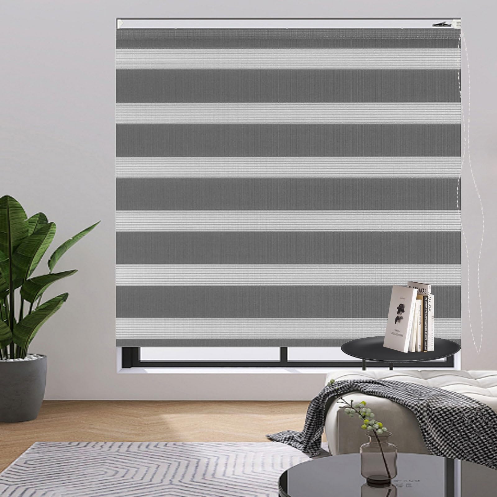 Blackout Roller Blinds 110 x 350 cm UV Protection Light Filtering Blackout Made to Measure Roller Blind with Install Accessories for Bedroom Office Apartment, Ciemny szary
