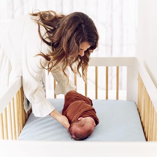 Miniatura 10 de GRSSDER Juego de 1 sábana de muselina suave para cuna, 100% algodón para niños y niñas, se adapta a colchones estándar de cuna de 52 x 28 pulgadas,