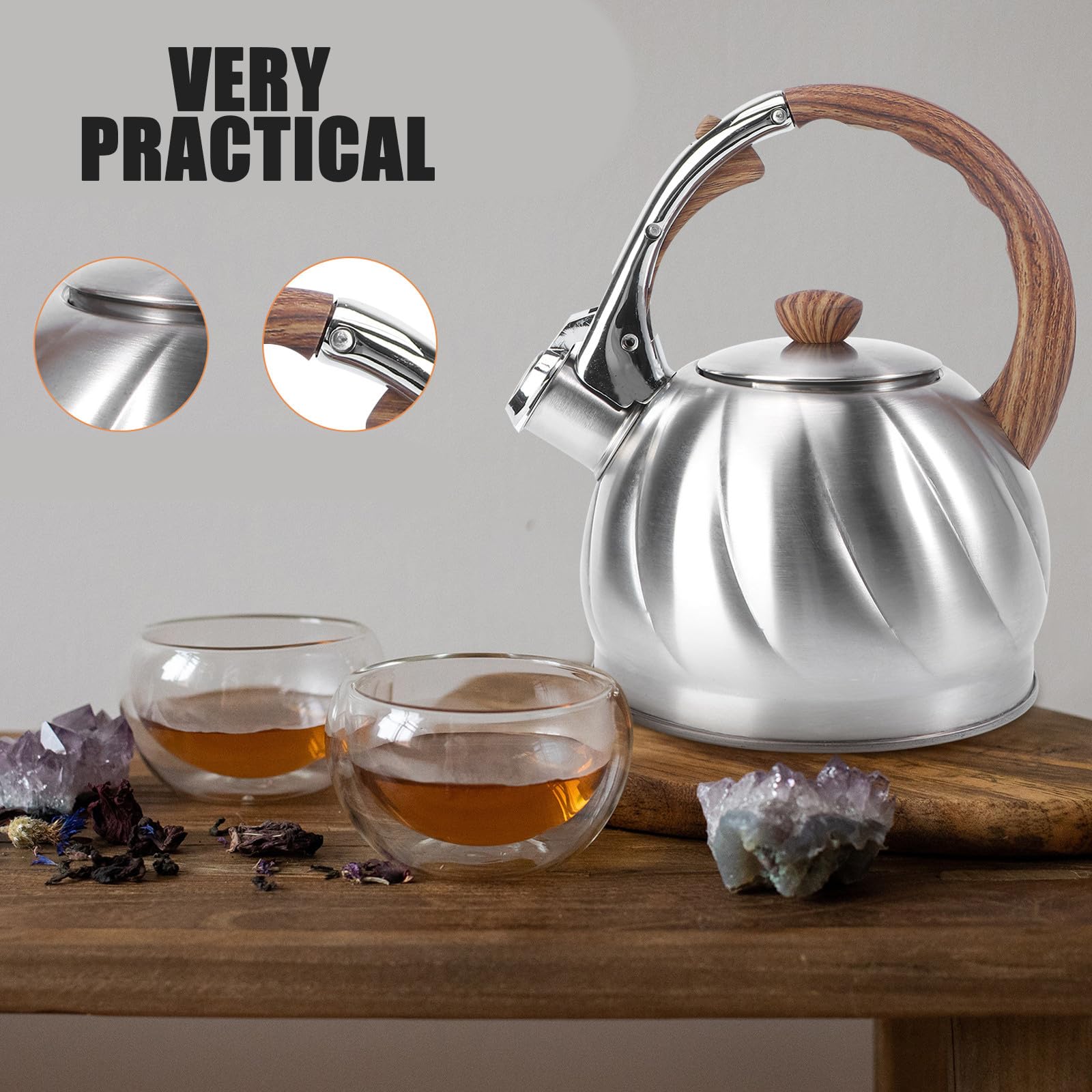 Tetera Silbante de Acero Inoxidable 2,0 L para Inducción y Gas