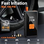 Preciva 8000mAh Jump Starter - 8000A Peak Car Battery Charger with Smart Air Compressor (150PSI), Tire Repair Kit, Power Bank, Digital Gauge & LED Emergency Light for Car, Truck, Motorcycle