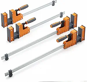 Bora 4 Piece Parallel Clamps for Woodworking Clamps 4 Pack 2 x 18 inch plus 2 x 24 inch Parallel Clamp Spreader Set Bar Clamp 1100 Lbs clamping force Bar Clamp Set 571450I