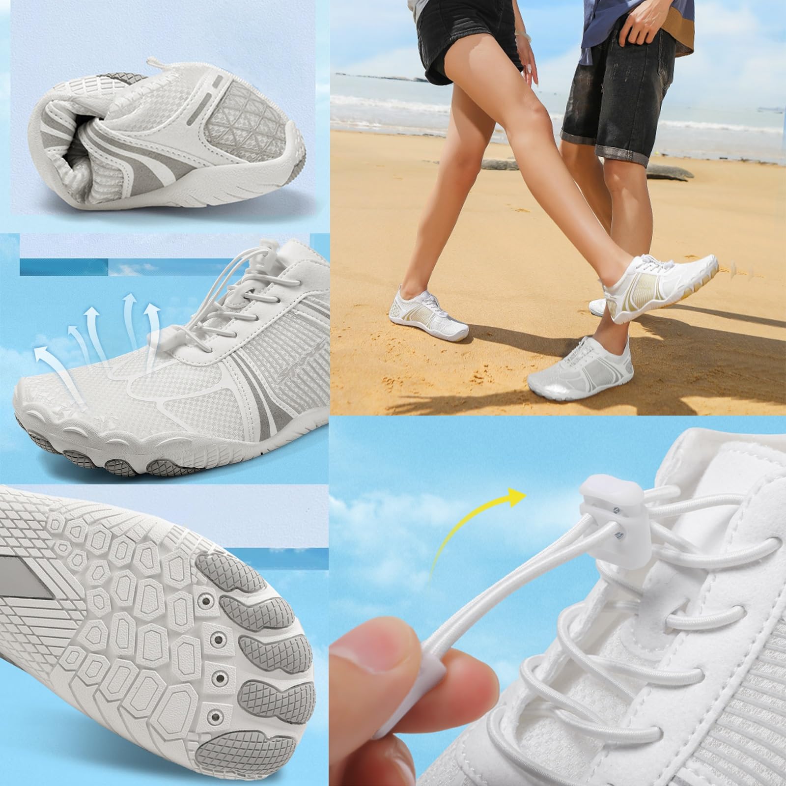 Scarpe di messa a terra con rame, scarpe a piedi nudi con messa a terra for donne e uomini, antiscivolo, leggere, comode, morbide, con punta larga, for camminare sulla spiaggia(B-Black,43 EU)