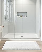 Vista 9 de ILANGO White Bathroom Rugs 32" × 20" Non Slip & Super Absorbent Extra Thick Soft, Washable Bath Mat for Floor, Microfiber Plush Shaggy Bath Rug with