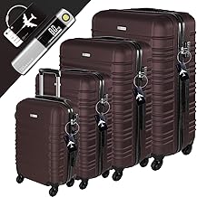 Devillo Atlas Travel Suitcase Set, Terrabbraun (Brown), Hard case set with TPU wheels