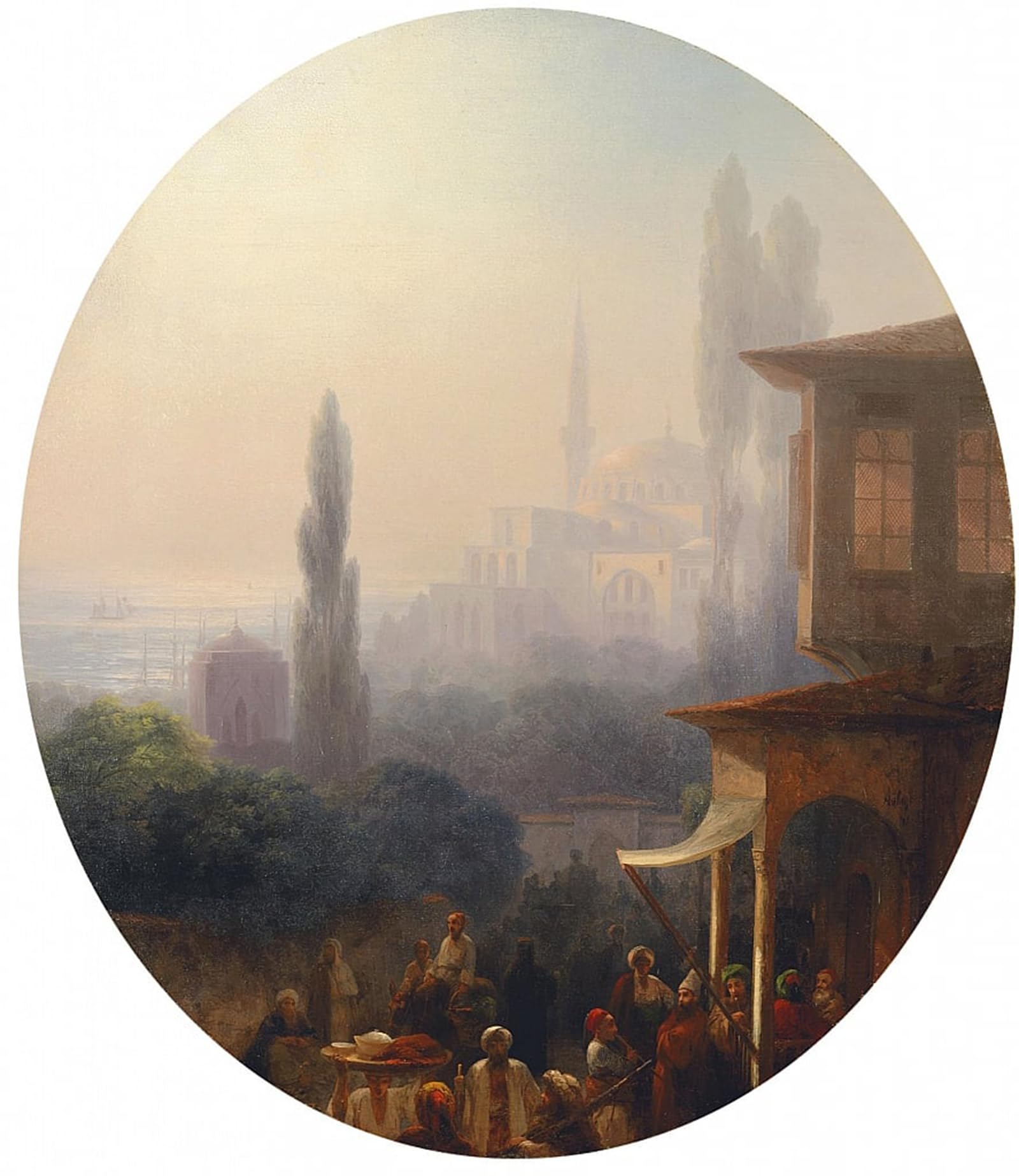 SERENDIPITP Vintage Wall Art Canvas Nordic Poster Canvas Print Picture a Market Scene in Constantinople with the Hagia Sophia Beyond by Ivan Konstantinovich Aivazovsky for Home Decor 60x90cm
