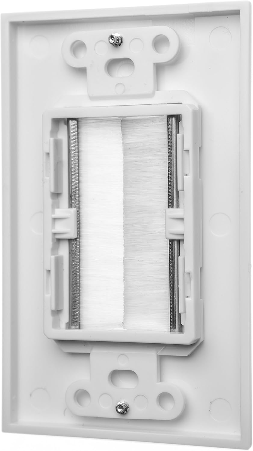 Black Friday Sale 2022 Buyer's Point Brush Wall Plate [UL Listed], Decora Style, Cable Pass Through Insert for Wires, Single Gang Cable Access Strap, Wall Socket for HDTV, HDMI, Home Theater Systems (2 Pack, White)