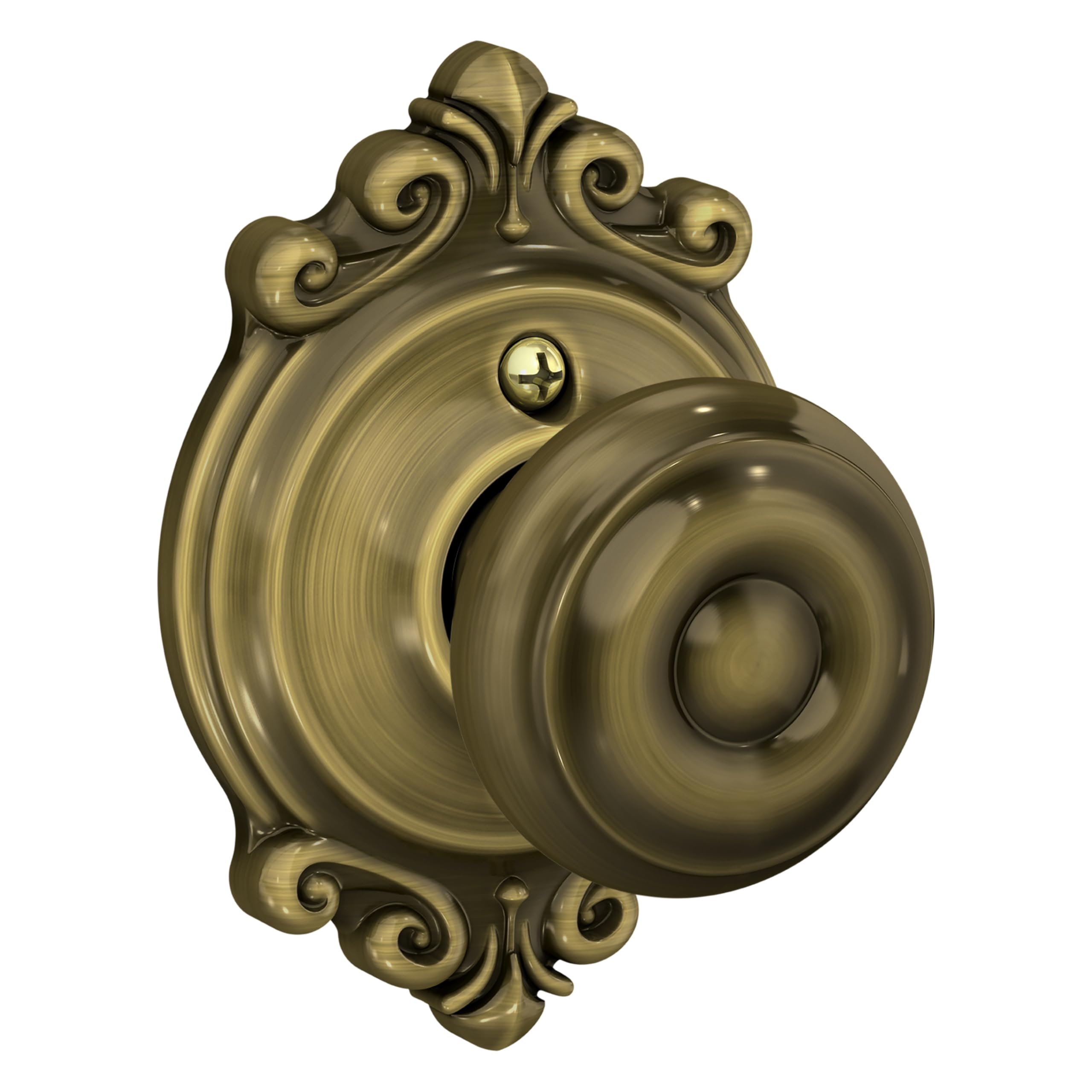 SCHLAGE Georgian Non-Turning Dummy Knob, Brookshire Trim, Antique Brass