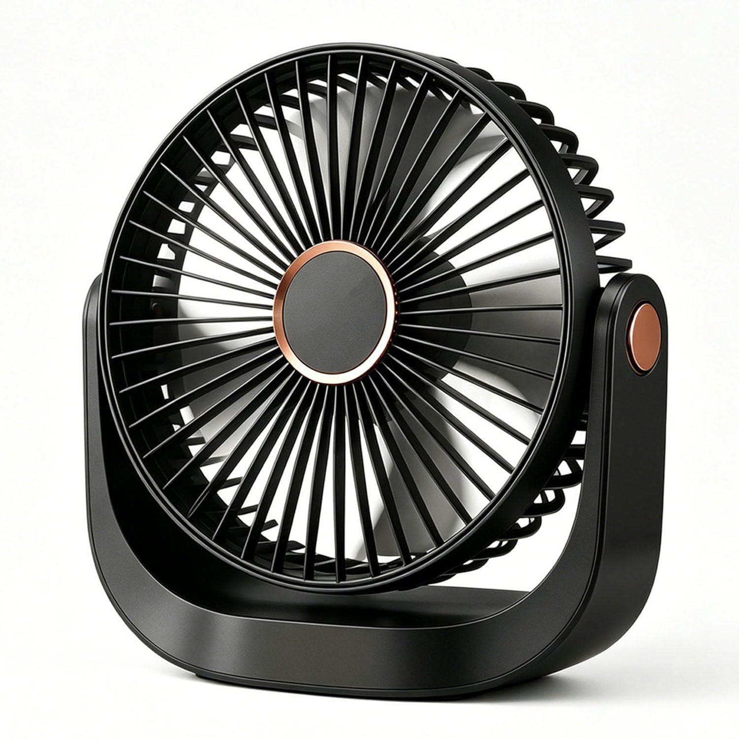 FGHB Portable Desk Fan with Night Light, 4000mAh USB Rechargeable Battery, 5 Speeds & 360° Rotation – Ultra-Quiet Mini Fan for Bedroom, Office, Camping & Kitchen