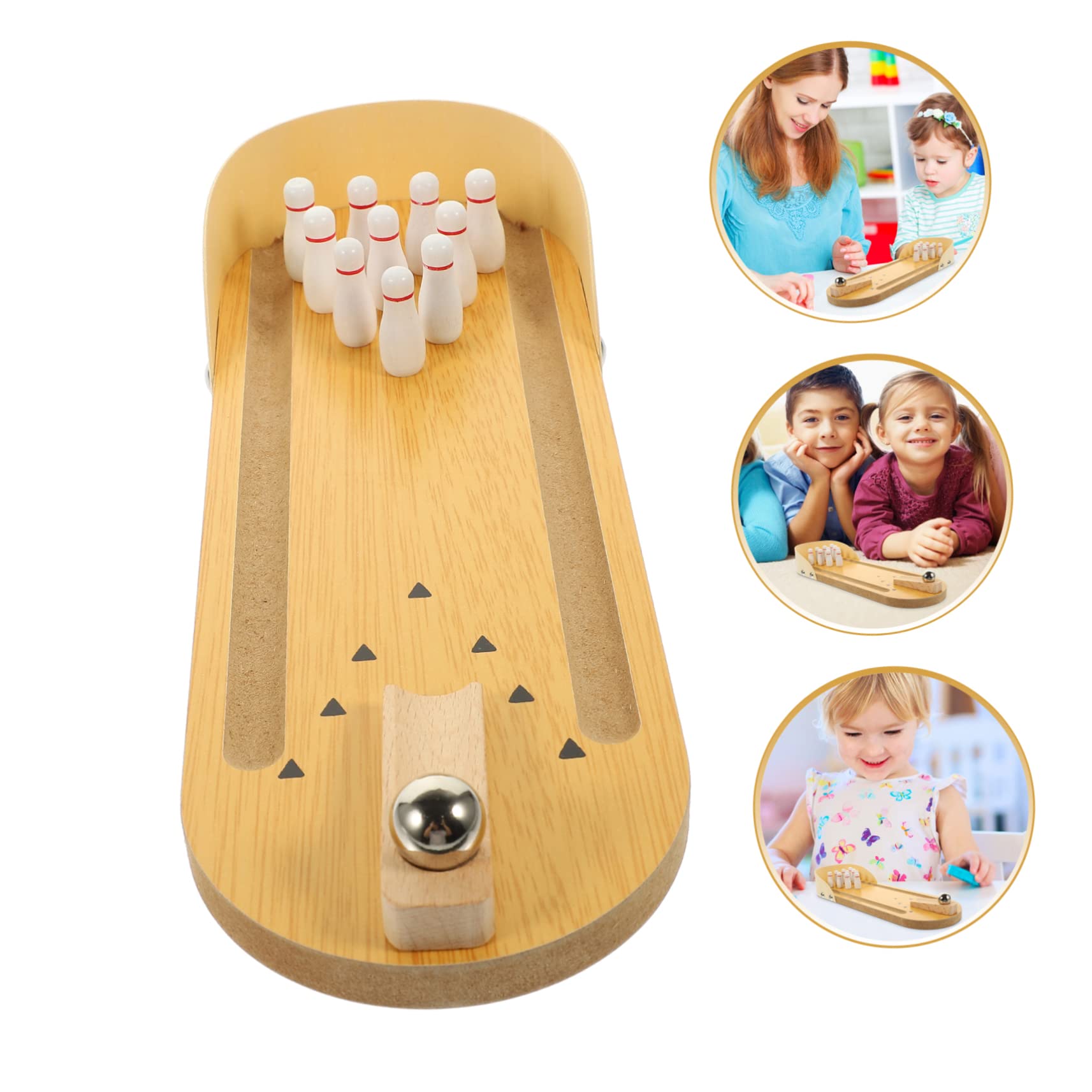 POPETPOP Bolos Mini de Madera para Escritorio Juguete Educativo para Mayores Resistente y Seguro para Actividades de Entretenimiento y Prevención