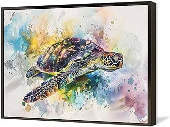 Amazon.co.jp: 絵画 色の背景上のカメインテリア 絵画 イラストアート