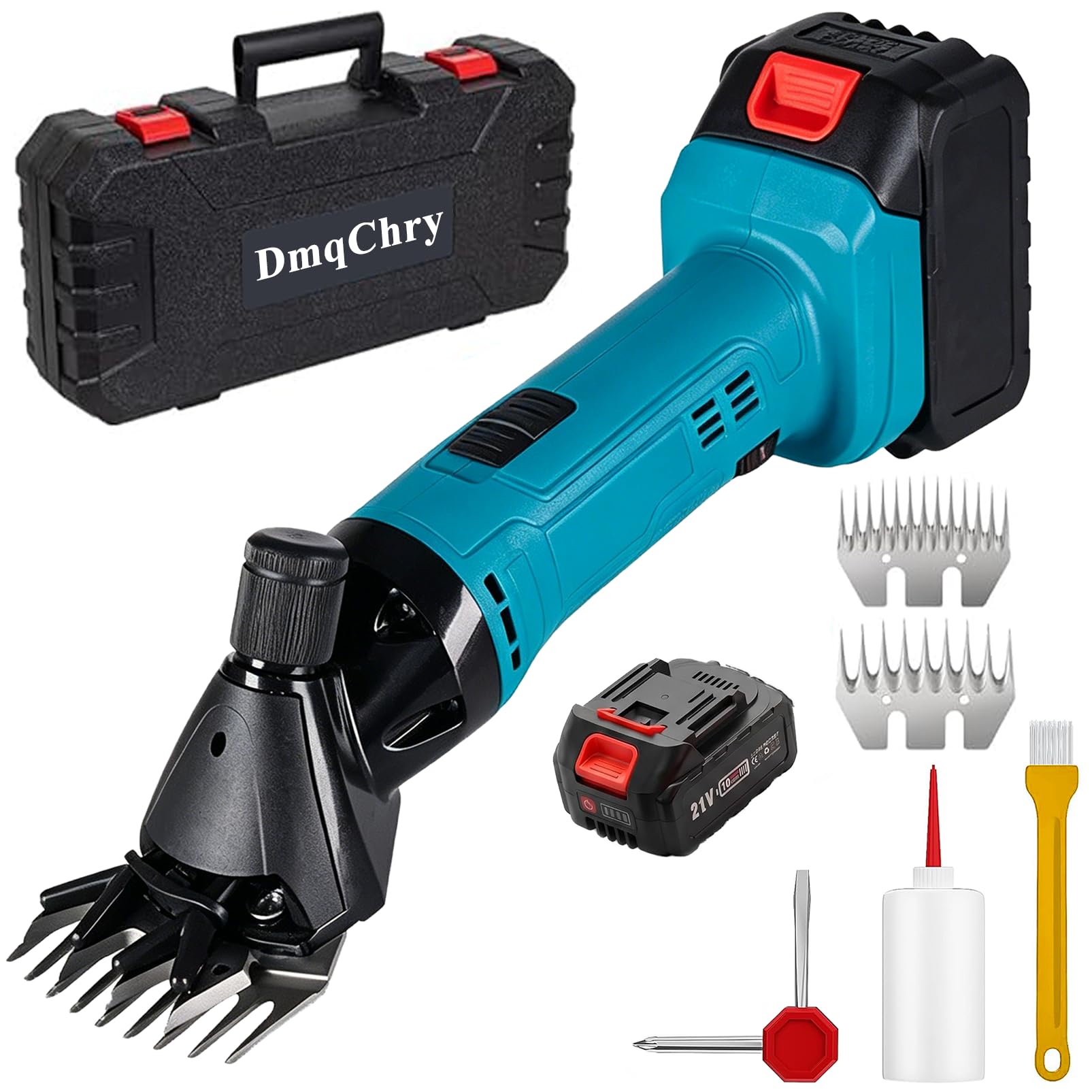 Esquiladora Inalámbrica para Ovejas, Maquina Esquilar Recargable Profesional 600 W, con 2 Baterías de 3000 mAh, 6 Velocidades Ajustables, Esquiladora para el Cuidado 2400 RPM para Granja