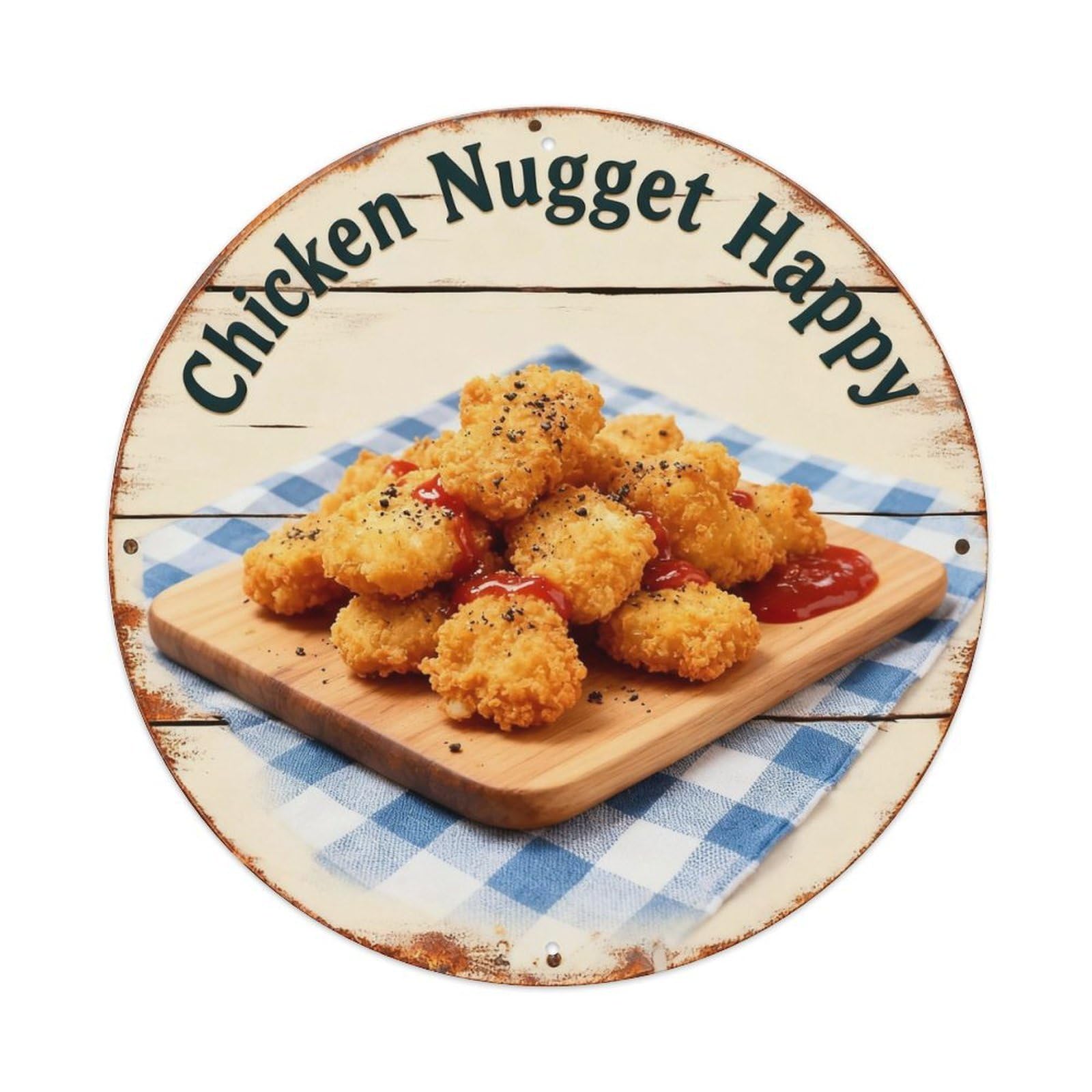 Chicken Nugget Happy Sign Metal Tin Sign Plaque