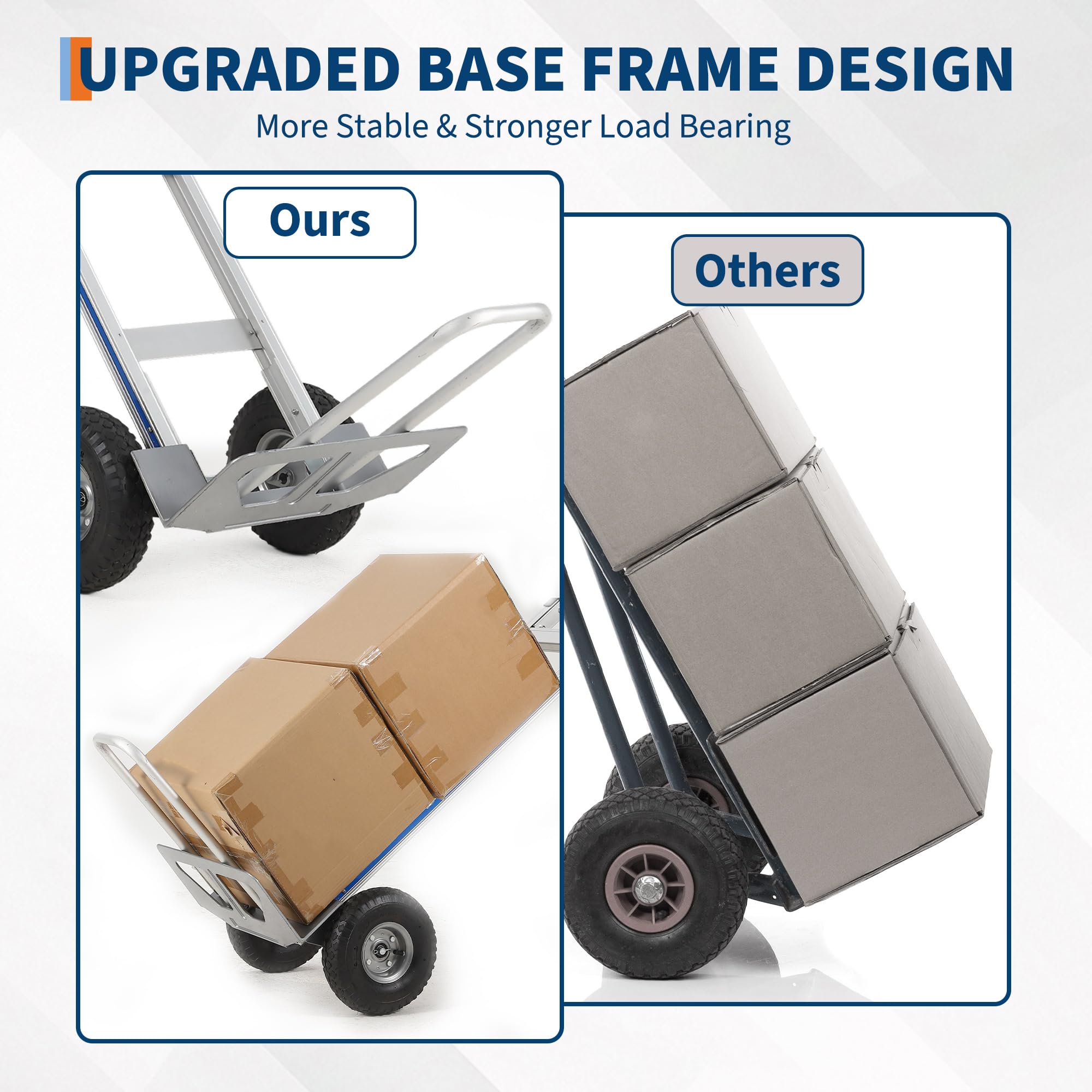 Carretilla De Mano De Aluminio Resistente con Capacidad De 272 Kg, Plataforma Plegable con Base Extensible, Ruedas Neumáticas De 25 Cm, Incluye 2 Cordones Elásticos, Ideal para Almacenes