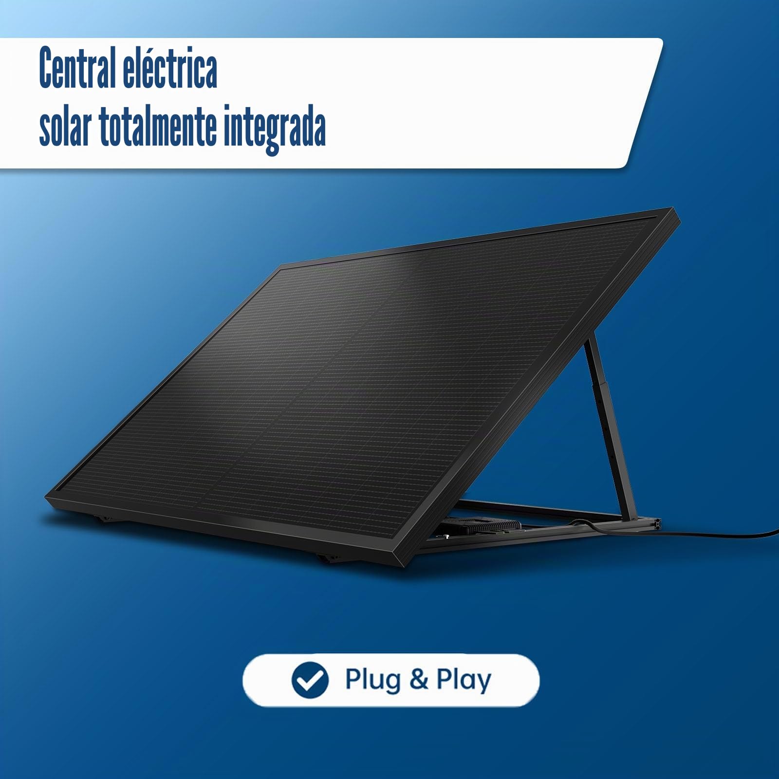 Beny Panel Solar Plug & Play, Kit Solar Independiente Completo 220 V, Kit Panel Solar - Panel Solar 430 W - Microinversor Solar 600 W - Soporte Panel Solar Ajustable - Cable 5 m