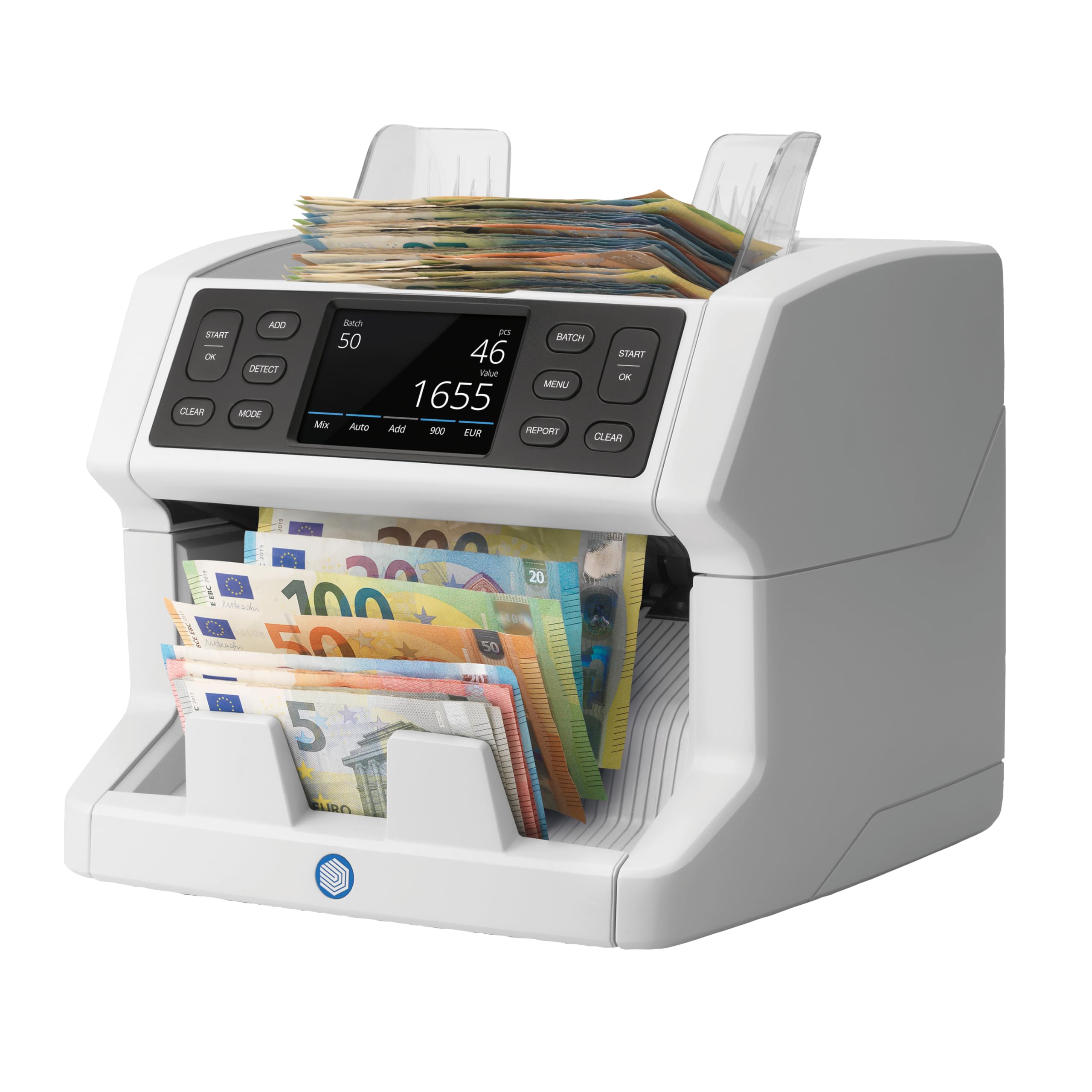 Safescan 2865-S Contadora de billetes cuenta el valor de billetes mezclados - Contadora detectora de billetes falsos en 7 puntos - Máquina para contar billetes con interfaz multilingüe