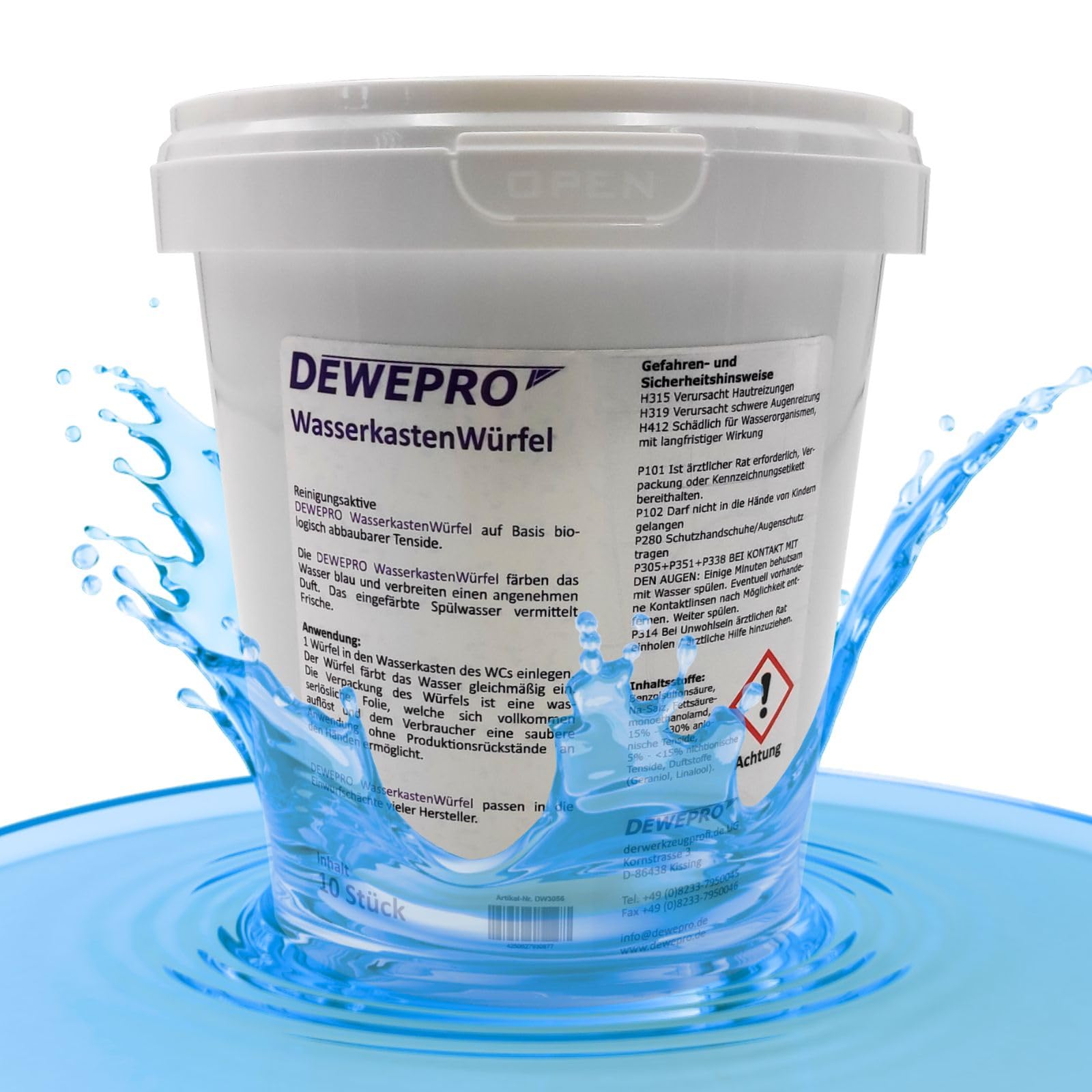 DEWEPRO - Set di 2 barattoli di pastiglie detergenti da 10 cubetti per WC da inserire nella cassetta dell’acqua di scarico per la freschezza del bagno