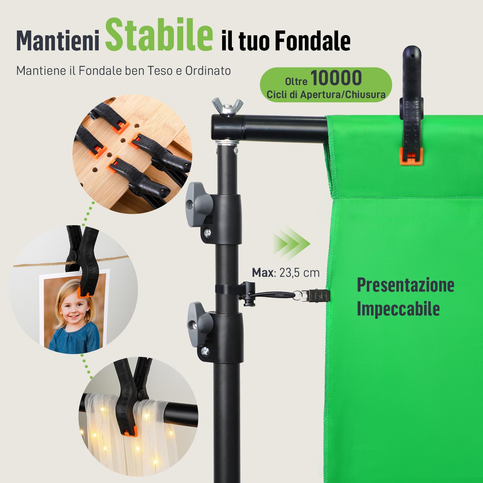 Supporti per Sfondi Fotografici – Set Supporto Sfondo Regolabile (Altezza 1–3 m/Larghezza 1,5–3 m) con Borsa da Trasporto, Sistema per Studio Fotografico, Backdrop e Feste