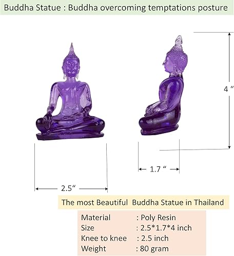 Miniatura 9 de BUDDHO Buda superando las tentaciones Estatua de Buda de 4 pulgadas de alto. Estatua de Buda tailandesa de resina de polietileno para decoración del
