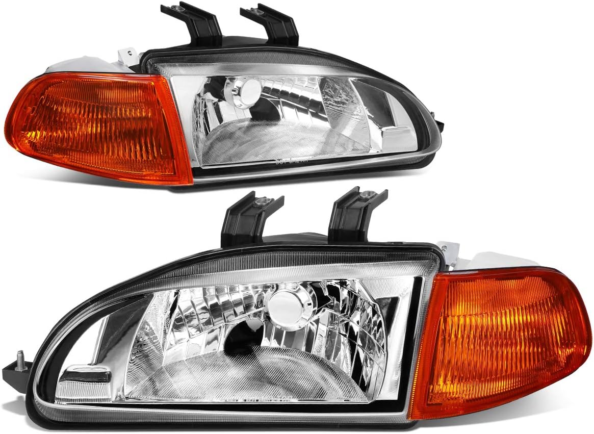 DNA MOTORING HL-OH-HC922D-BK-2P Factory Style Black Headlight Lamps (Left+Right Side)