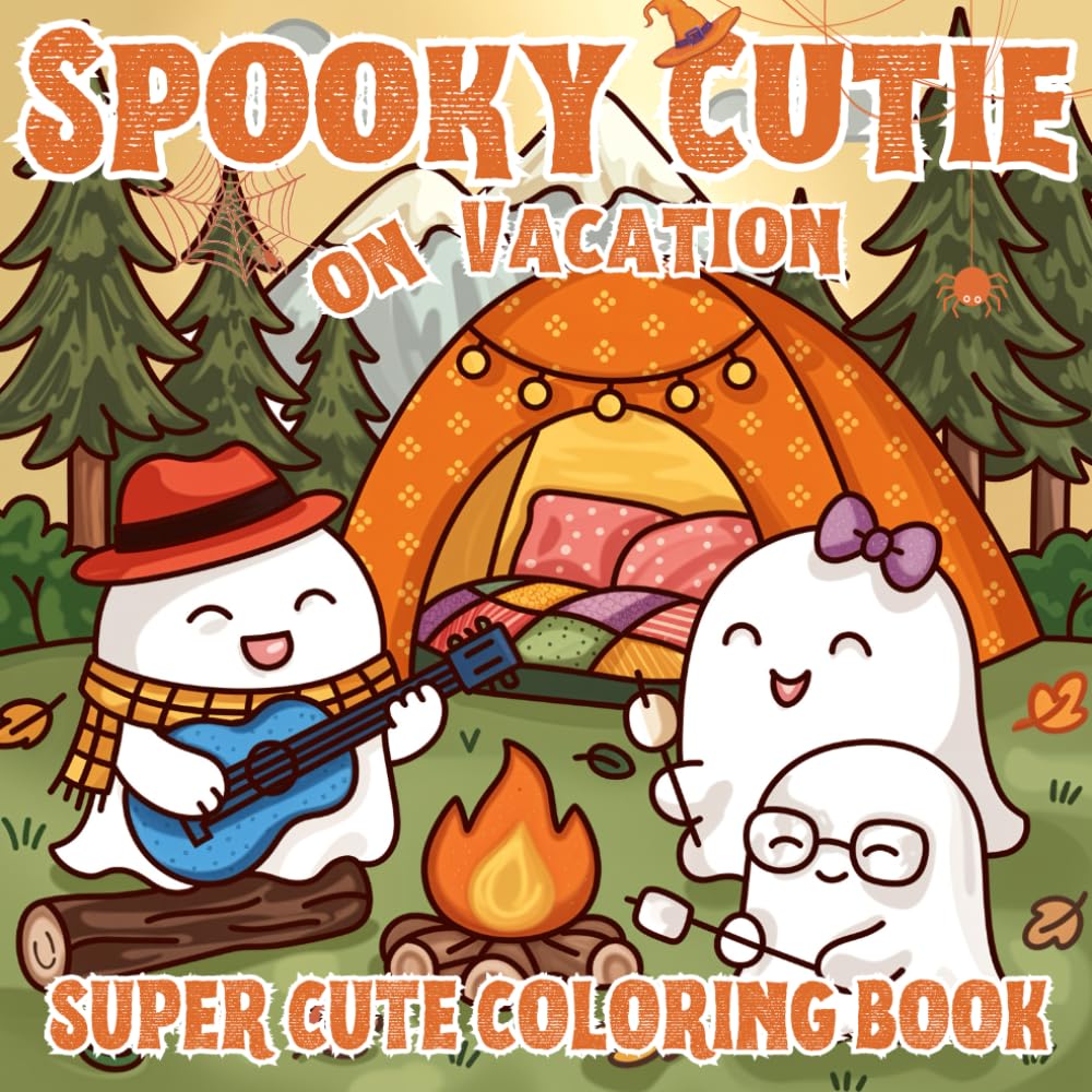 Spooky Cutie on Vacation: Super Cute Ghost Coloring Book with Adorable Boo Characters in Hygge Scenes
