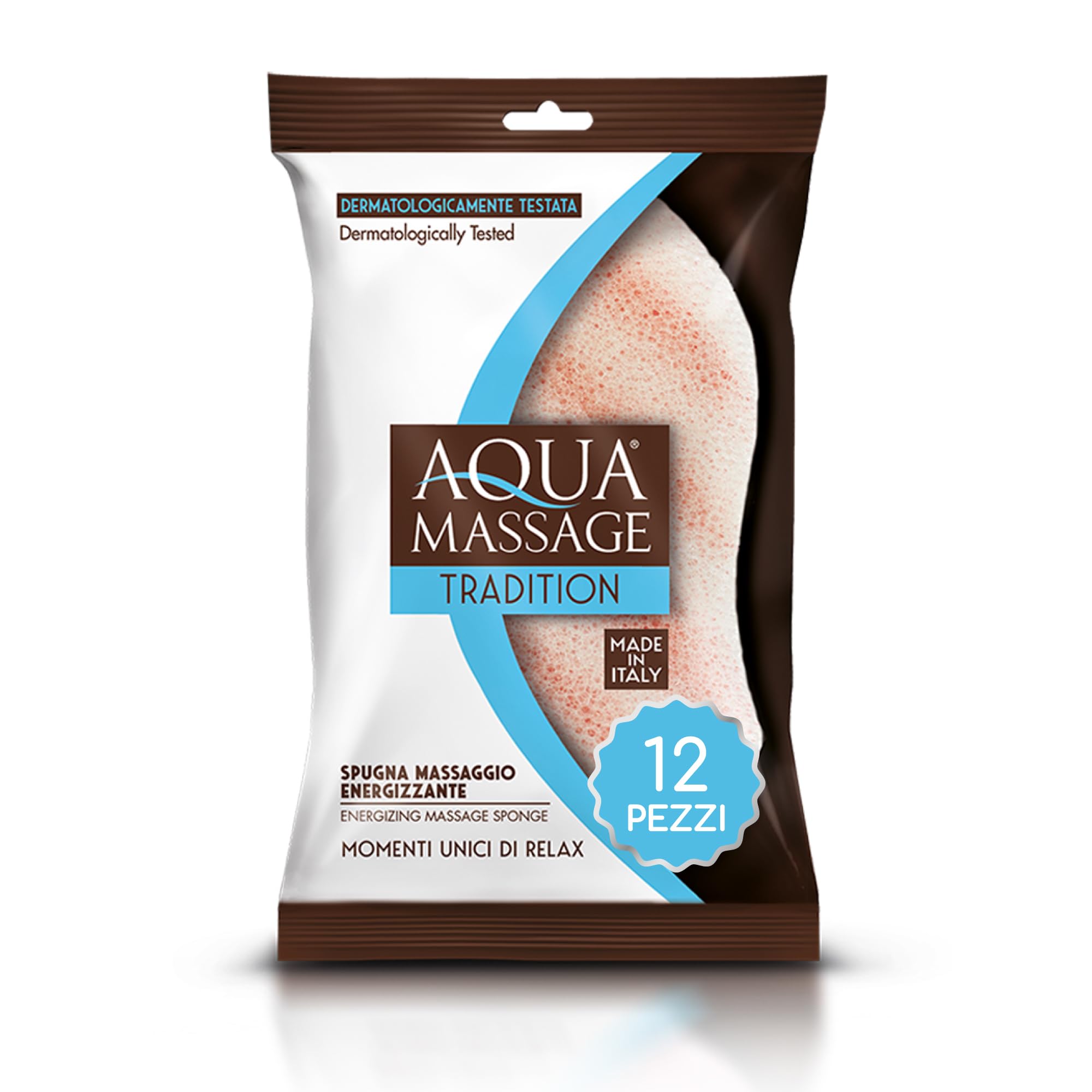 ARIX | 12 Energizing Body Massage Sponges from the Aqua Massage Tradition Line, Gentle Peeling Sponge, Dermatologically Tested, Toning Wide Pores Sponge - 12 Pieces