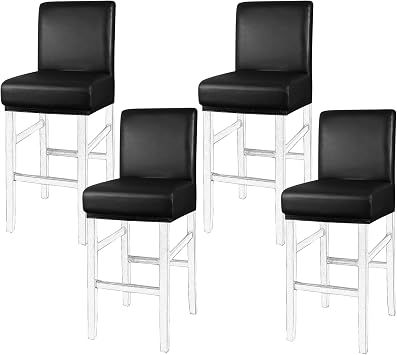 PiccoCasa Waterproof Bar Stool Covers 4 Pack Black