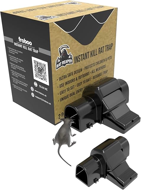froboo Rat Reaper  Rat Trap That Kills Instantly Indoors & Outdoors  Rodent Trap with Child Safe, Pet Safe Hands Free Trigger Pedal  Pack of 2
