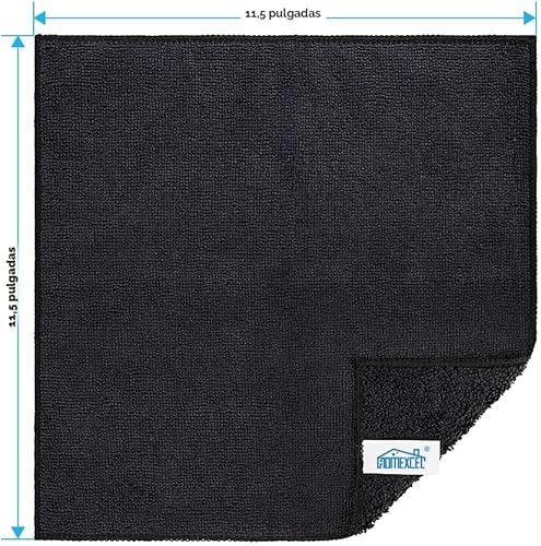 Miniatura 7 de HOMEXCEL Paño de limpieza de microfibra negro, paquete de 12 toallas de microfibra premium para autos, sin pelusa, sin arañazos, altamente