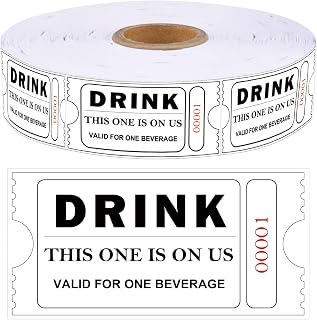 1000 Pcs Free Drink Ticket Roll Raffle Tickets Party Tickets 1 x 2 Inch - Drink Tickets Consecutively Numbered Wedding Drink Tickets for Events Wedding and Parties