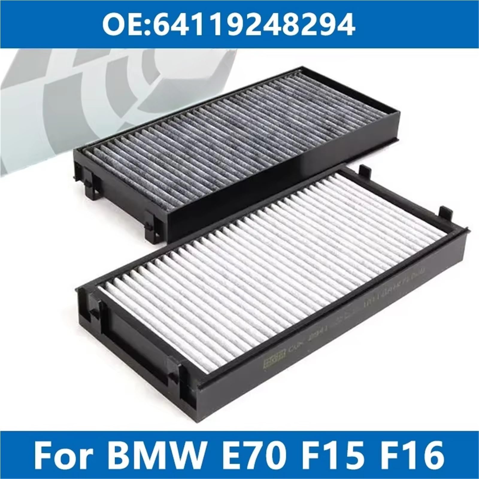 2 uds filtro de cabina coche aire acondicionado 64119248294 apto para BMW E70 E71 E72 F15 F16 F85 F86 X5 X6 carbón activado Filtro de Polen Carbón activadoFILTER