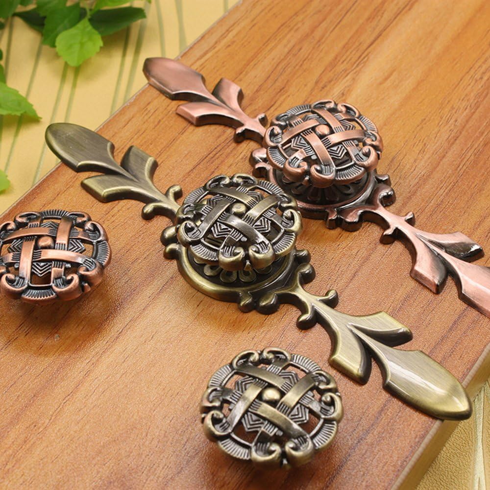 Round Shape Antique Drawer Cupboard Pulls Handles Wardrobe Drawer Cabinet Door Kitchen Knobs and Handles, Pack of 10 (Antique Brass 118MM)
