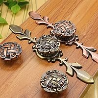 Vista 5 de Tiradores de cajones antiguos de forma redonda para armario, cajón, puerta, cocina, paquete de 10 unidades (latón antiguo, 4.646 in)