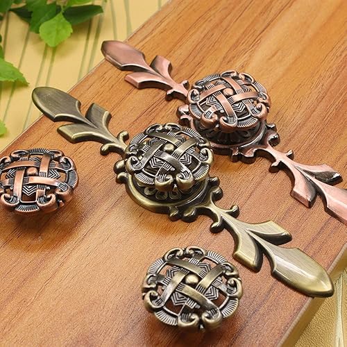 Miniatura 5 de Tiradores de cajones antiguos de forma redonda para armario, cajón, puerta, cocina, paquete de 10 unidades (latón antiguo, 4.646 in)