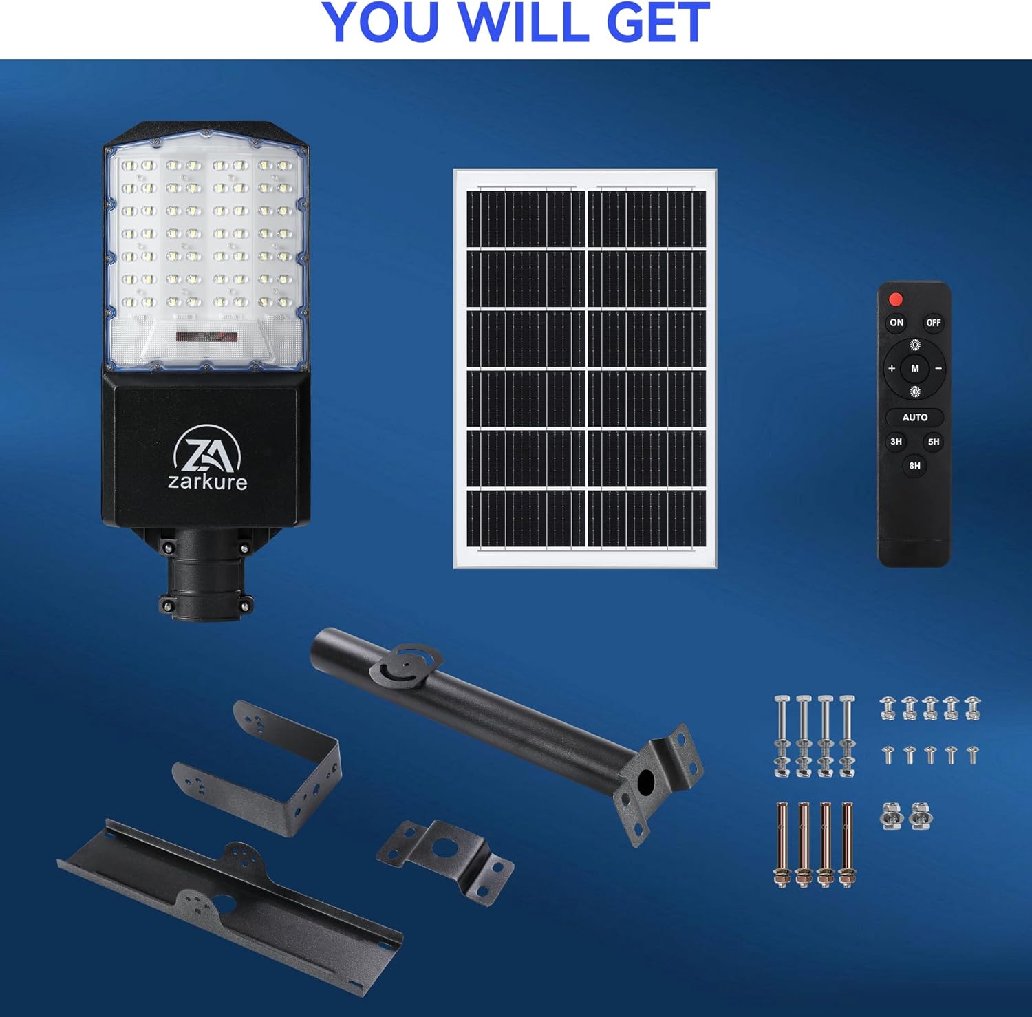 9500W Solar Street Lights Outdoor, 40000mAh IP67 Waterproof Solar Security Flood Lights 7000K 450000LM Super Bright LED Beads Commercial Parking Light with Remote Control for Street, Court, Barn-Black