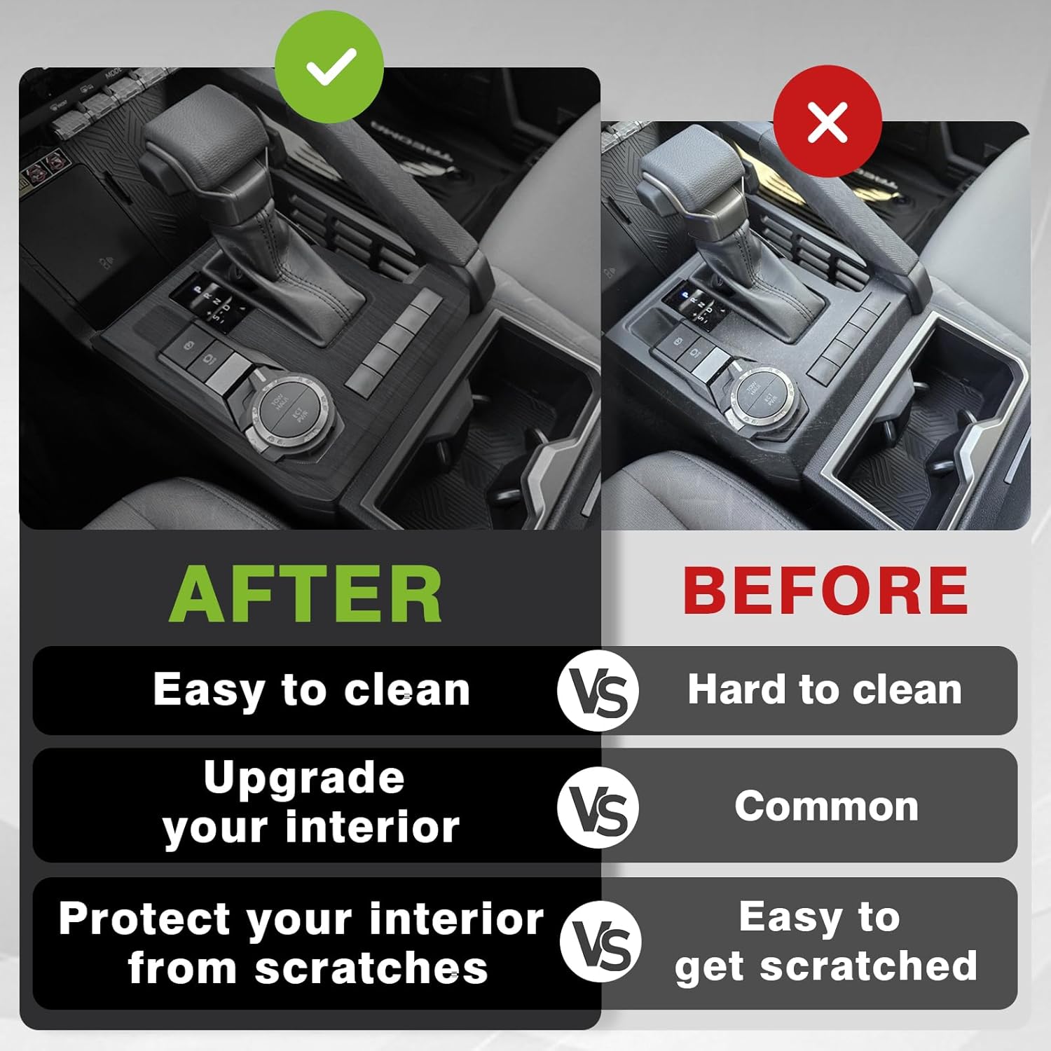 Muslogy Interior Trim Kit Cover 11PCS Compatible with 2024-2026 Toyota Tacoma&2025 2026 4Runner Steering Wheel Center Console Window Switch Inner Door Cover(Won't Fit 2Door Tacoma) (Black Wood Grain)