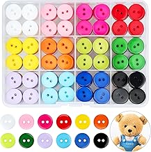 300 x Haberdashery Buttons, 15 mm Coloured Buttons, 2 Holes Round Resin Button with Storage Box for Children, Adults, Clothes, Sewing, Crafts, Ornaments and DIY Ornament Made