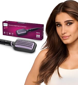 Philips India's No.1 Hair Styling Brand -Hair Straightener Brush, Naturally Straight in 5 Mins,5X Less Frizz,SilkProtect Keratin Tech,Triple Bristle Fast 50s Heatup,Scalp Protect,For Indian Hair,BHH880