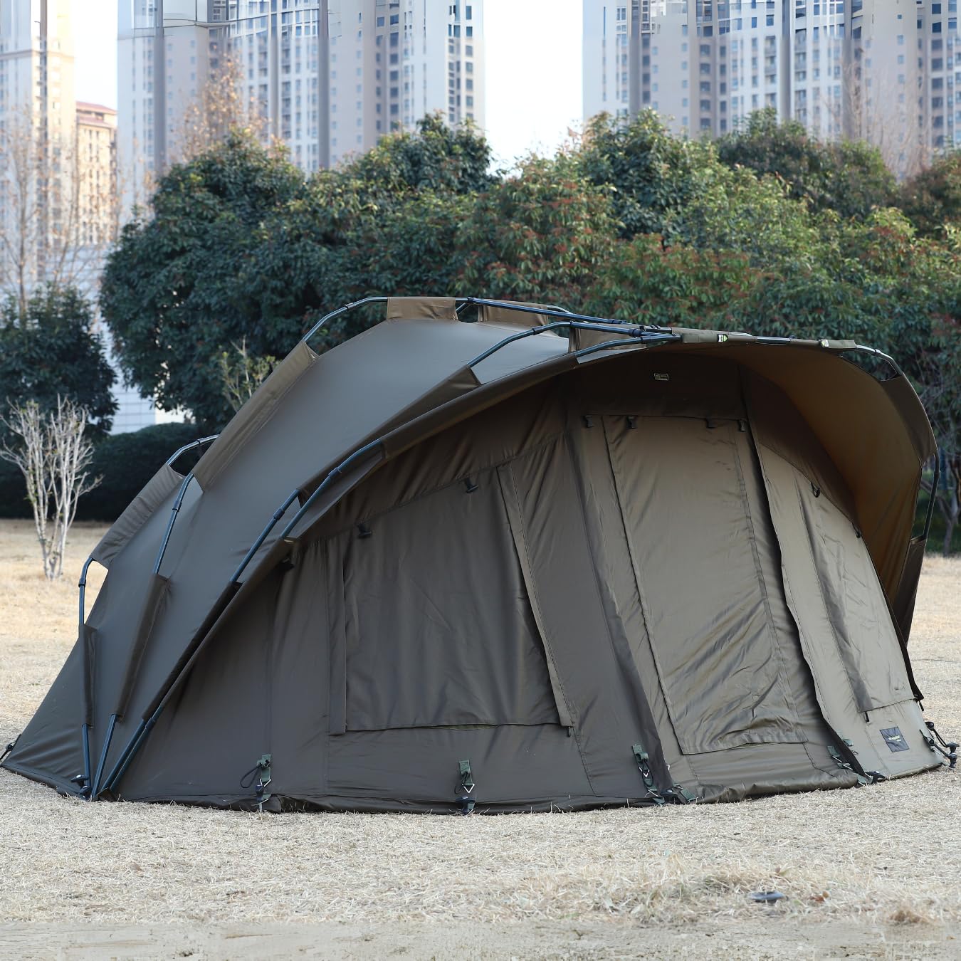 MK-Angelsport Fort Knox - Tenda da pesca per 2 persone, set completo con martello in gomma, tenda a cupola