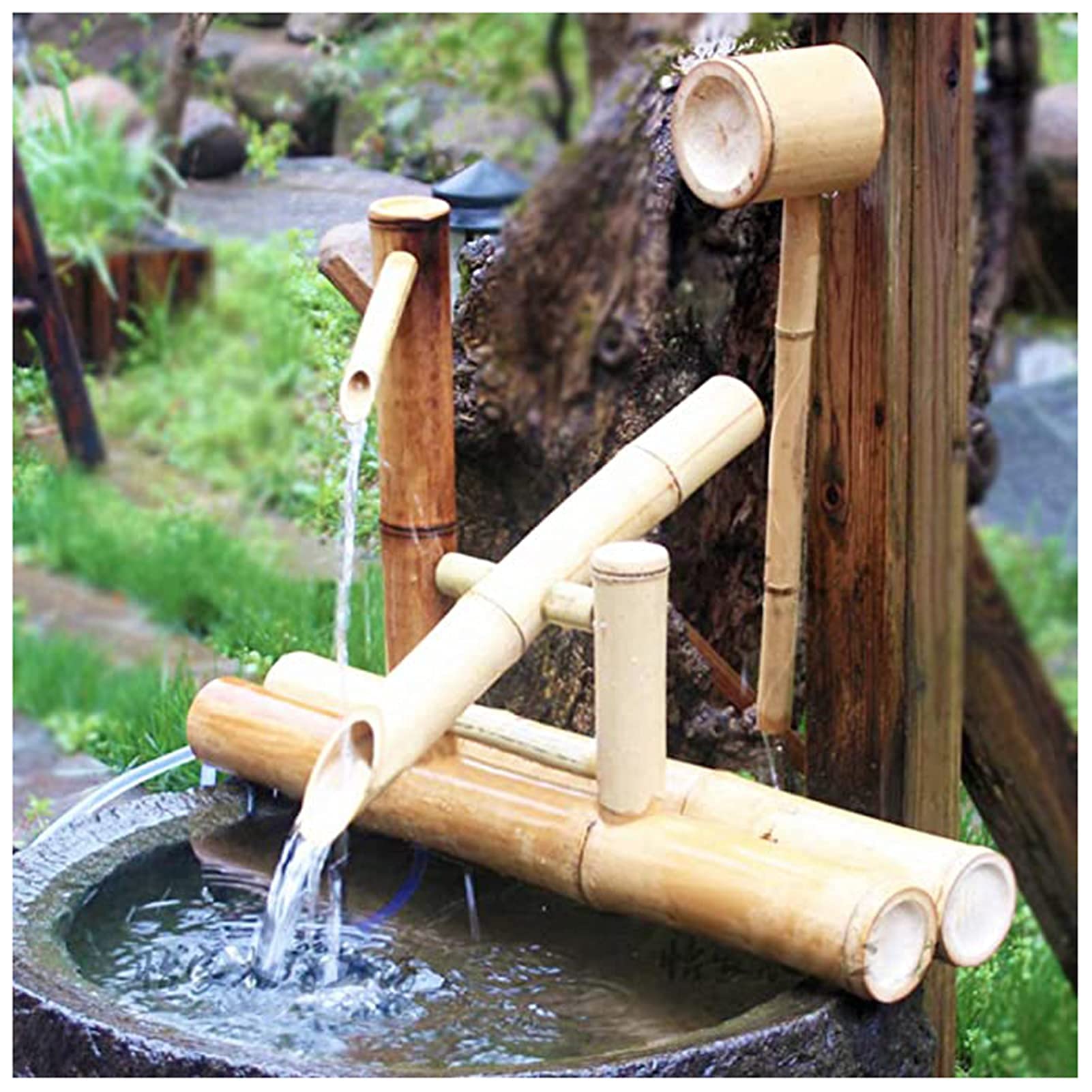 Aioneer Zen Garden Water Fountain Bamboo WaterRocking Pump Water Landscape Japanese Garden Decoration Decoration