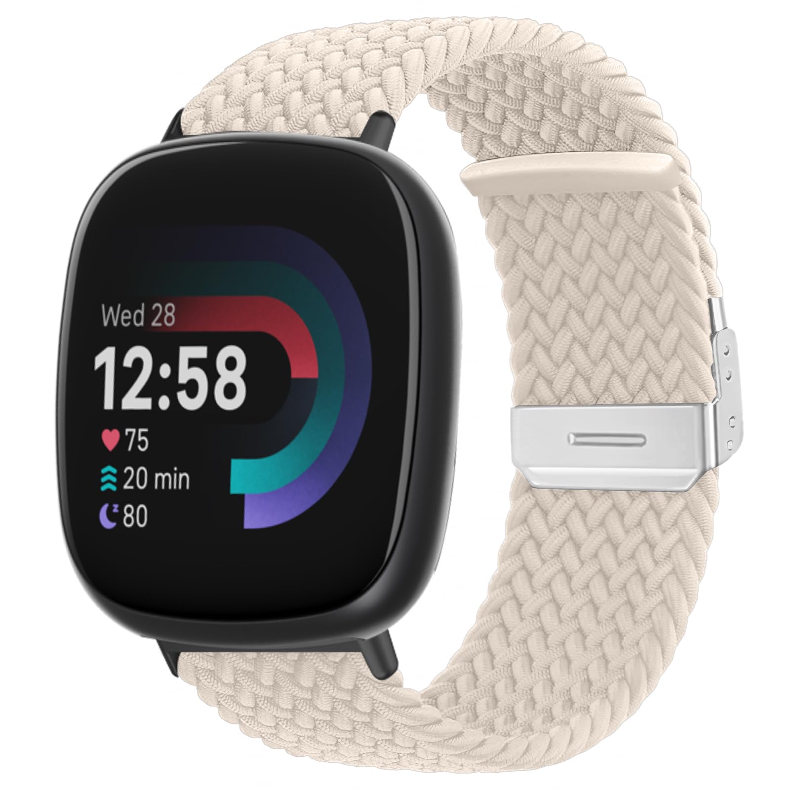 [LuFiYa] 時計バンド Fitbit Versa 4/Fitbit Versa 3対応 バンド ナイロン スポーツバンド 編組バンド 伸縮性 速乾性 交換ベルト 男女通用 サイズ調節 バンド Fitbit Sense 2/Fitbit Sense 用 (アプリコット)