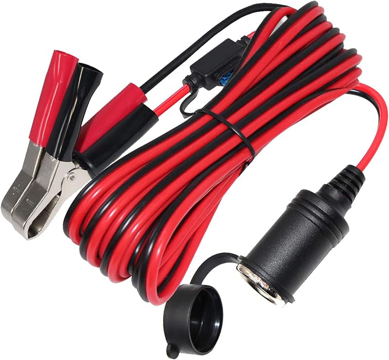 Extensão de Tomada Automotiva 12 V SPARKING com Garras para Bateria, Fusível de 15 A – 3,66 m