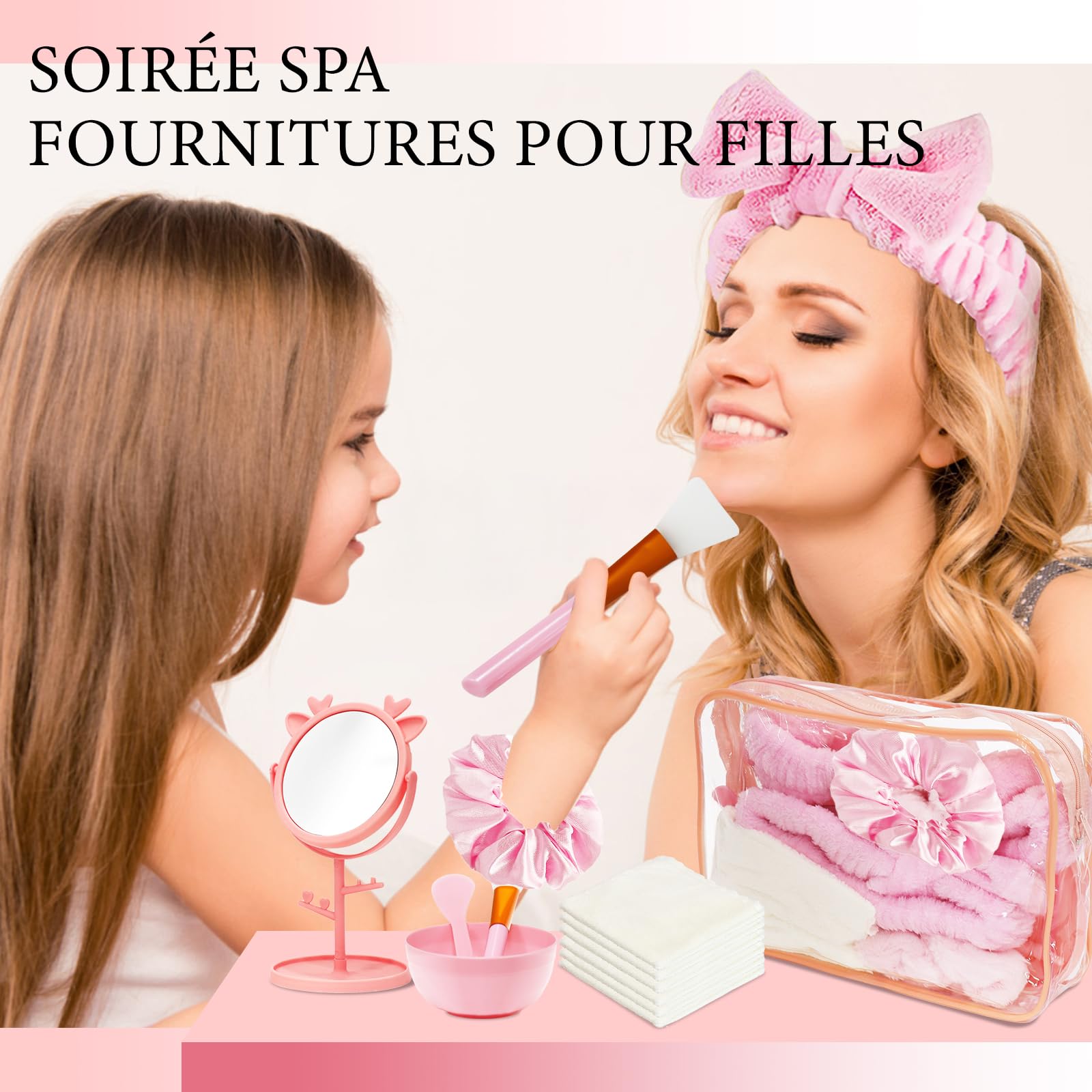 Kit Fête Spa Rose 96 Pièces pour Soirée Pyjama de 12 Personnes