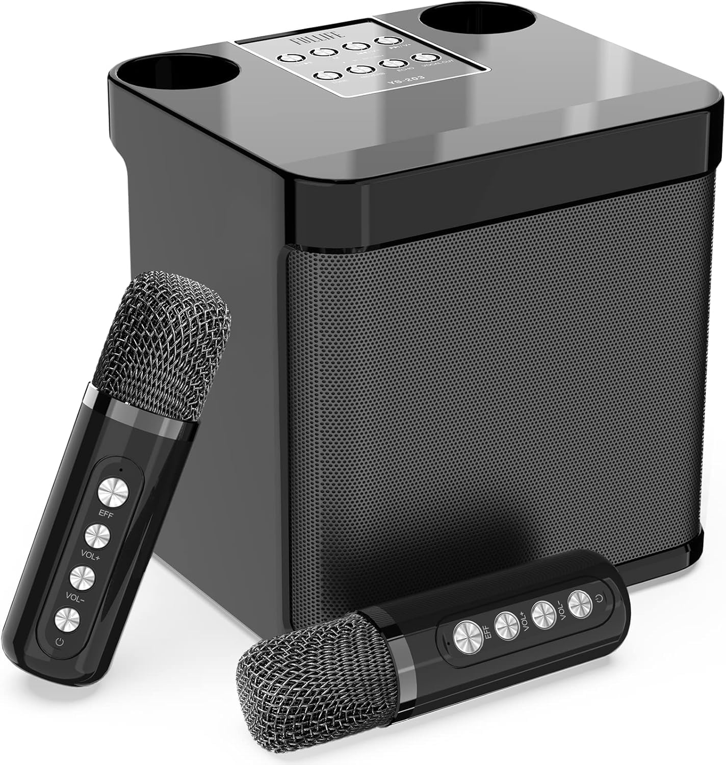 Portable Bluetooth Speaker, Karaoke Machine for Adults/Kids with 2 Wireless Microphones, Portable Bluetooth Karaoke Speaker PA System, Singing Machine with Echo and Vocal Cut