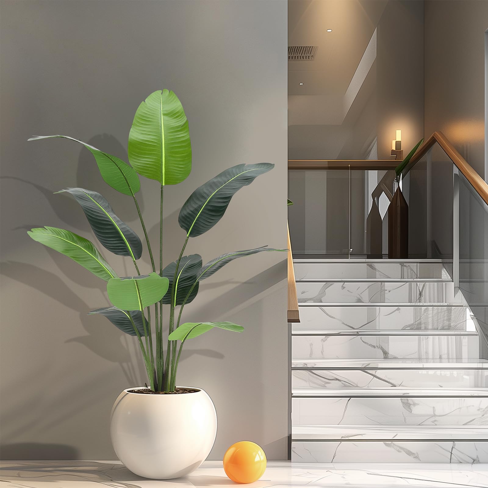 GarveeHome Artificial Bird of Paradise Plant 5 ft (60 in) Fake Palm Tree for Indoor Outdoor Modern Decor Faux Plants for Home Office Perfect