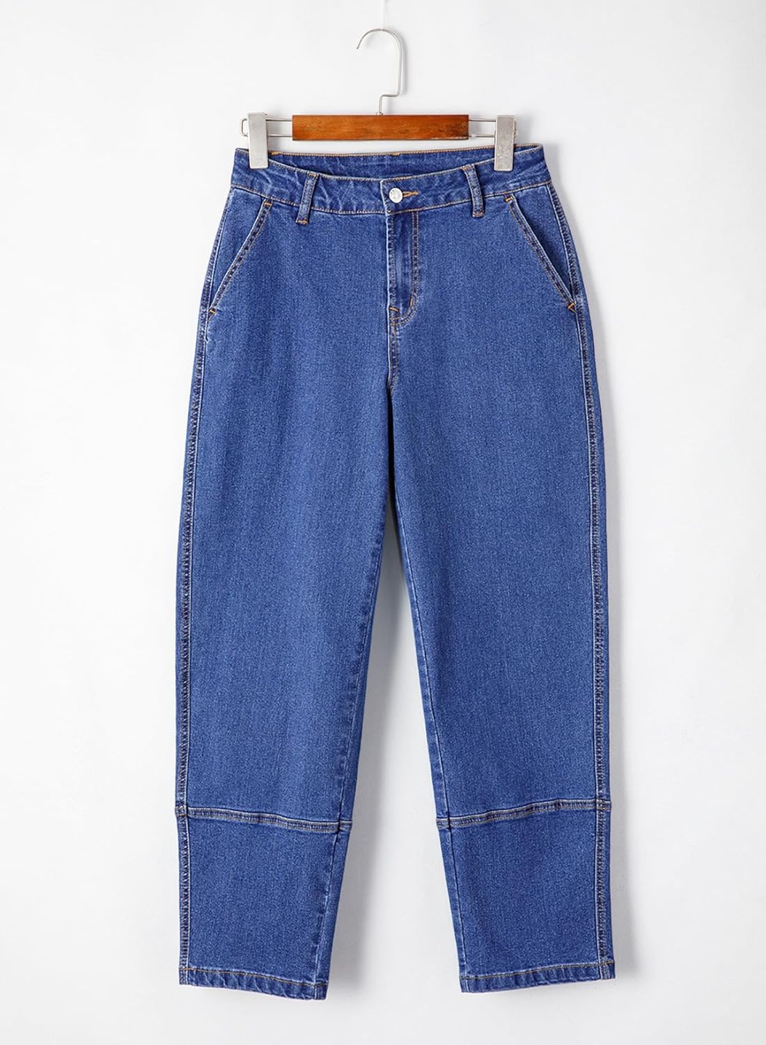 EVALESS Jeans for Women Wide Leg High Waisted Boyfriend Straight Leg Stretchy Cropped Denim Pants - Image 5