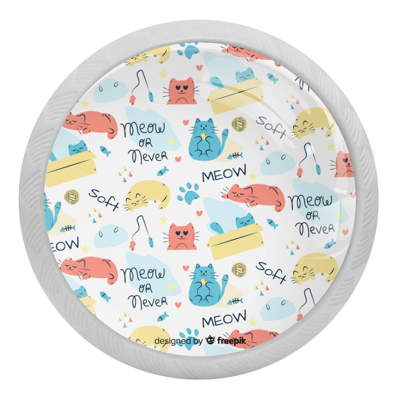 Boutons ronds en verre chat pour tiroir de commode armoire de cuisine et meuble moderne 35 mm
