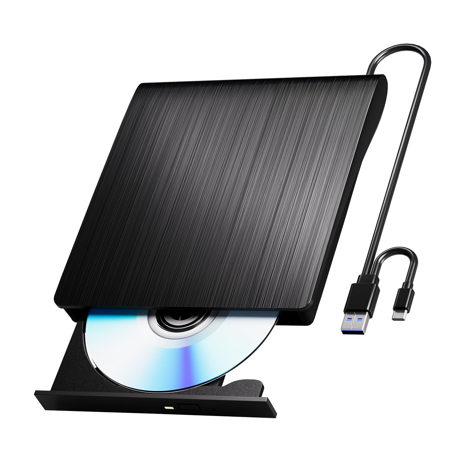Externes CD Laufwerk für Laptop, Tragba USB 3.0 Type-C DVD Laufwerk Extern | Hohe Geschwindigkeit CD Laufwerk Extern USB, Plug-and-Play Externer CD/DVD Brenner Lesen und Player für Windows/Vista/Linux