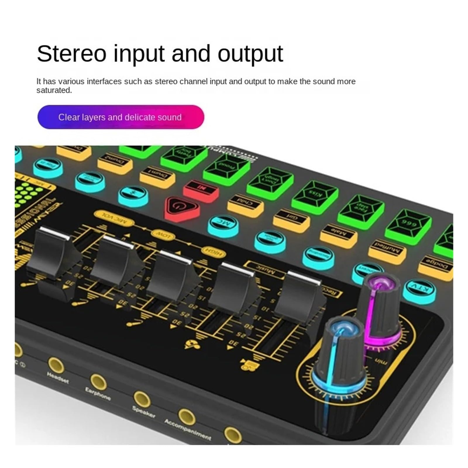 Controlador de DJ, Tarjeta de sonido for transmisión en, mezclador, teléfono, estudio grabación, Echo Bass, minitarjeta, control, consola mezcla, DJ estéreo