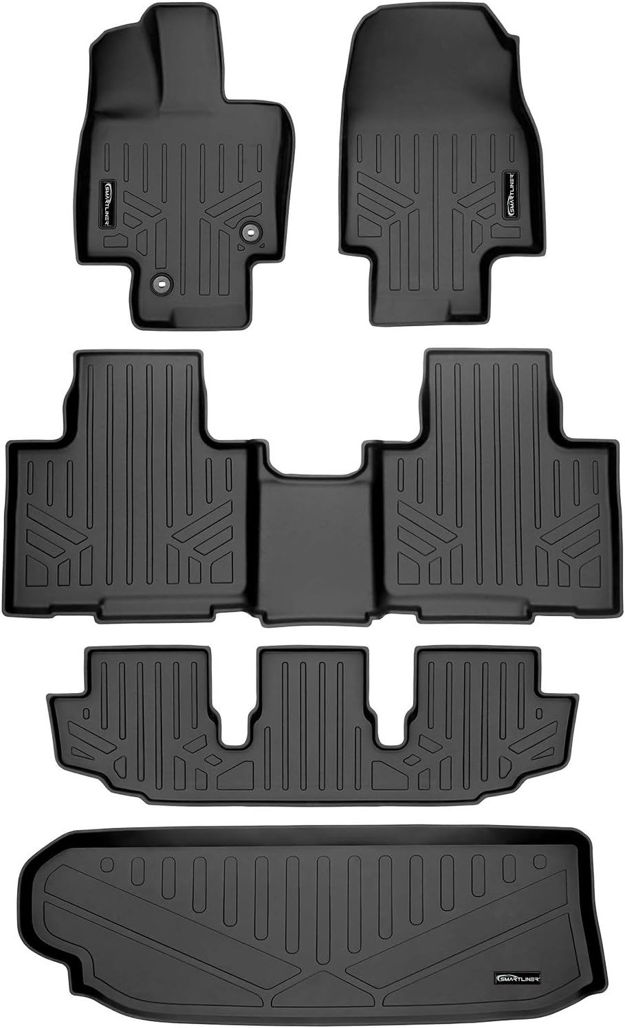 SMARTLINER 3 Row Floor Mats & Cargo Liner Behind 3rd Row Compatible with 2020-2025 Toyota Highlander